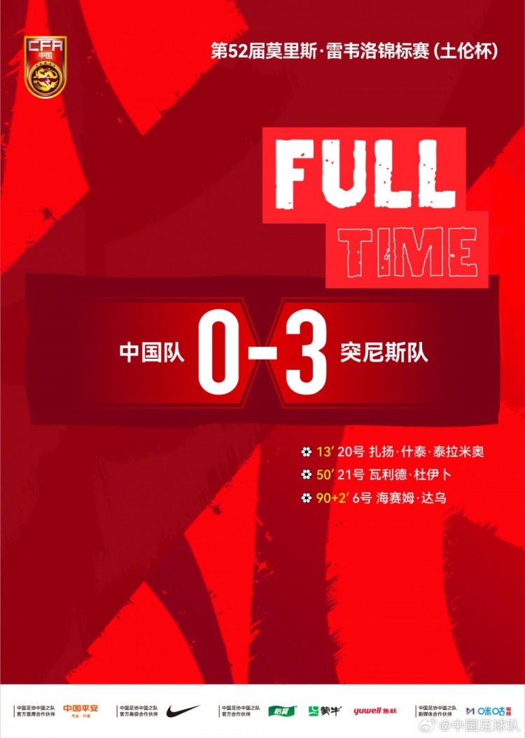 中國(guó)U-19遭突尼斯U-23零封 土倫杯兩連勝后連敗